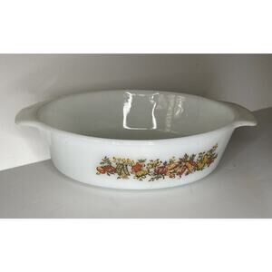 Anchor Hocking Fire King 433 Nature's Bounty Garden Oval Casserole Dish MADE USA